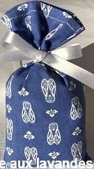 Petit sachet de fleurs de Lavande motif cigale fond bleu